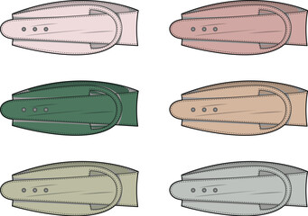 Stylized Belt Icons in Various Colors for Fashion and Accessory Design and Visual Communication