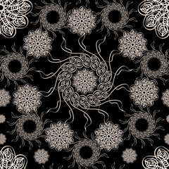 Illustration of fine lace, seamless black and white pattern