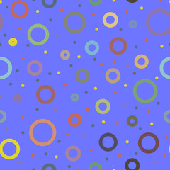 Illustration with colored circles and dots, seamless pattern