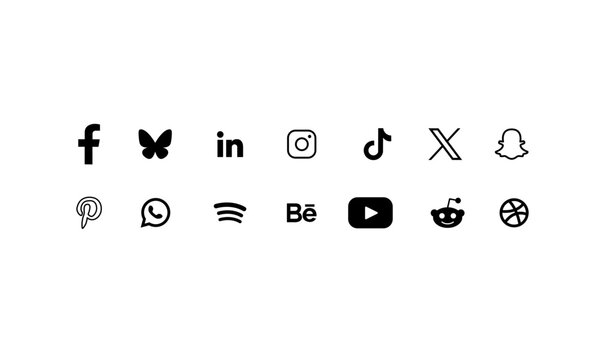 Set Of Isolated Black Single Fill Social Media Vector Icons
