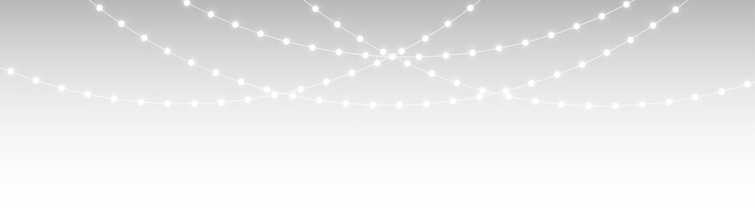 png bright yellow led fairy garland lights vector, isolated on transparent background for christmas decor, celebration design, or new year glowing border