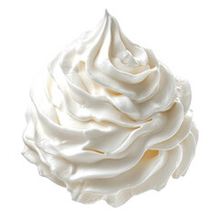 A swirl of creamy white whipped cream topping isolated on transparent background