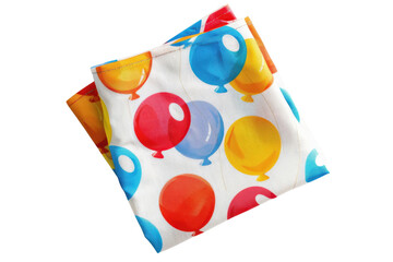 Folded fabric with balloons on it on transparent background