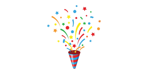 Multicolor Confetti Popper Vector | Celebration Explosion Illustration