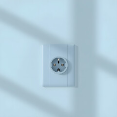 Pastel Blue Modern Wall Socket on White Wall