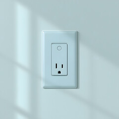 Pastel Blue Modern Wall Socket on White Wall 3D