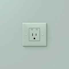 Soft Green Electrical Outlet on White Wall