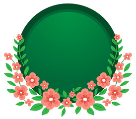 Green circle frame with elegant floral decoration suitable for decorative elements, greeting cards and frame backgrounds