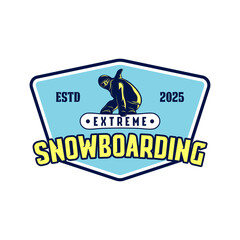 Snowboarding extreme winter sport logo emblem vector design