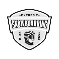 Snowboarding extreme winter sport logo emblem vector design black and white