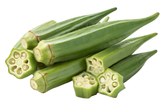 Pile of Fresh Whole Green Okra or Lady's Fingers Vegetable