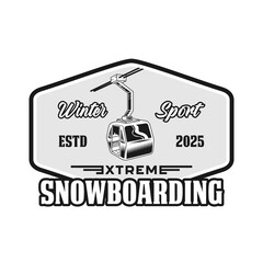 Snowboarding extreme winter sport logo emblem vector design black and white