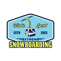 Snowboarding extreme winter sport logo emblem vector design