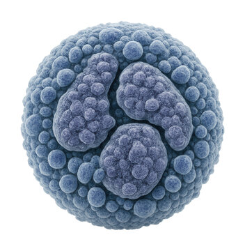 Electron micrograph of a basophil featuring distinct granules and a segmented nucleus.