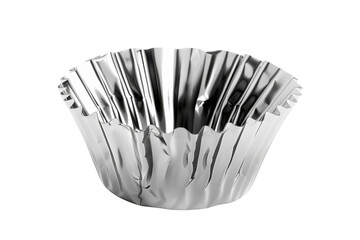 A silver cupcake baking liner on transparent background