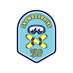Snowboarding extreme winter sport logo emblem vector design