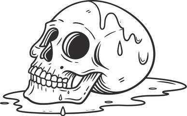 Cartoon black and white vector illustration of a cute baby turtle smiling, perfect for a kids' coloring book