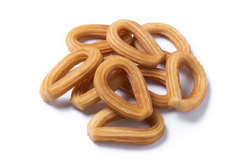 Traditional Spanish churros isolated on white background