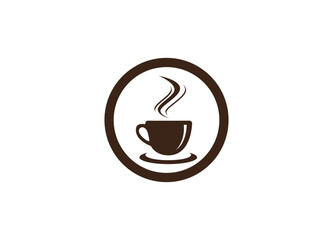 Coffee Cup Logo, Circle Cafe, Drink Beverage Icon Vector Design