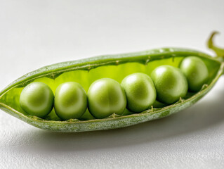 Green peas in natural pod isolated freshness concept