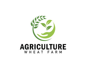 agriculture logo creative design concept wheat farm nature organic