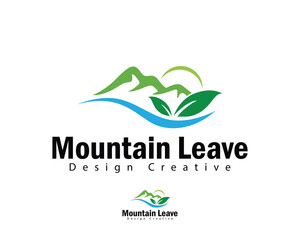 mountain leave logo creative farm landscape nature agriculture sun