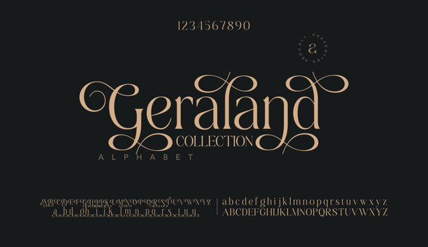 Elegant Font Uppercase Lowercase Number And Ampersand. Classic Lettering Minimal Fashion Designs. Typography modern serif fonts regular decorative vintage concept. vector illustration 