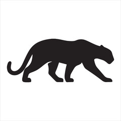 Silhouette Black panther prowling wildlife vector illustration