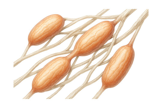 Elongated capsule Ruffini endings with collagen fiber interaction.