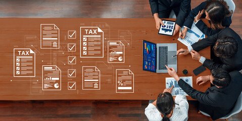 A concept of the tax compliance process. This shows the auditing and verification of various...