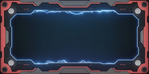 Sci- Fi Frame With Blue Electric Energy And Red Accents On Dark Background sci-fi border