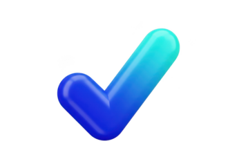 Blue and green check mark symbol isolated on transparent background