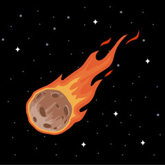 Fototapeta premium burning meteor streaking through space vector illustration