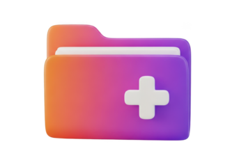 3d folder with plus icon isolated on transparent background