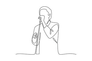 Simple continuous line draw of all about concert. Simple line, creativity, vector.