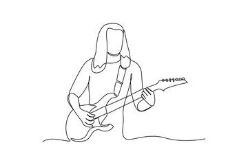 Simple continuous line draw of all about concert. Simple line, creativity, vector.