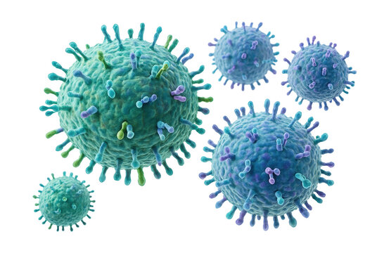 Group of T cells showing diverse surface receptor profiles.
