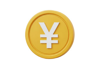 Obraz premium Golden coin with yen symbol isolated on transparent background
