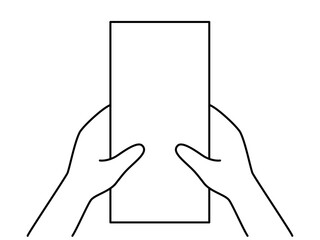 封筒を両手で持つイラスト(白黒)