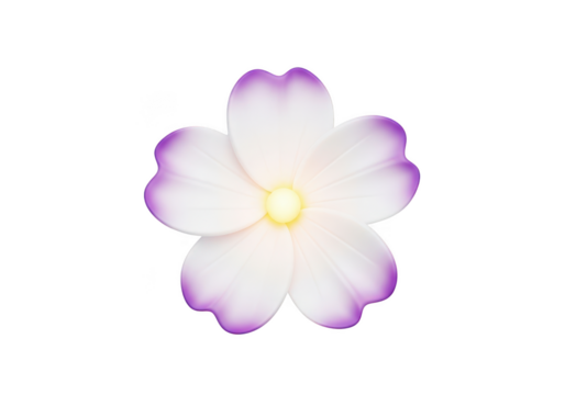 White flower with purple edges isolated on transparent background