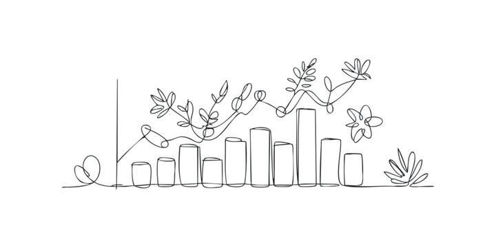 Growing bar graph with abstract floral elements