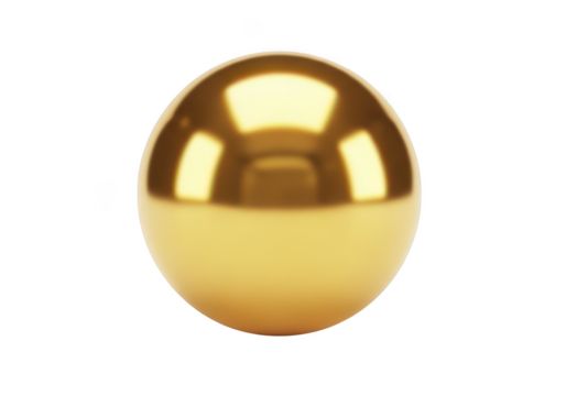 A shiny golden sphere isolated on transparent background