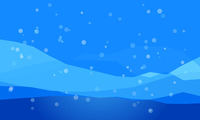 Abstract blue underwater landscape with floating bubbles