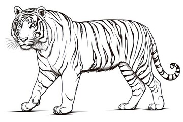 Obraz premium Tiger sketch wildlife drawing.