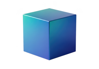 Blue and green gradient cube isolated on transparent background