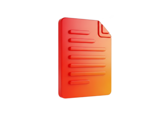 3d document icon isolated on transparent background