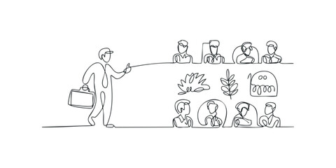 Obraz premium One Line Drawing Instructor Leading Audience
