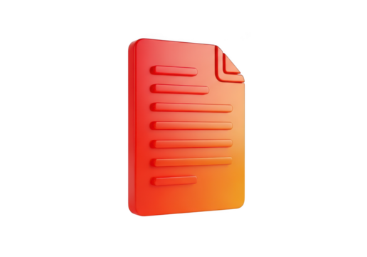 3d document icon isolated on transparent background