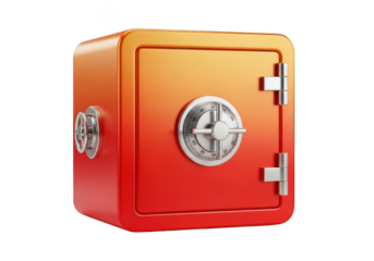 Modern orange and red safe isolated on transparent background