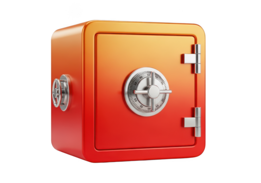 Modern orange and red safe isolated on transparent background